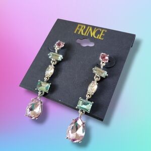 Fringe | NWT Pretty Simulated Crystal Geo Gemstone Dangle Earrings